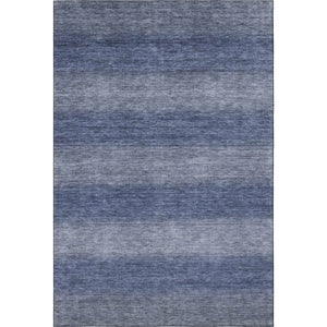 HomeRoots 8' X 10' Blue Striped Area Rug - Washable, UV Protected, Stain Resistant for Coastal Homes & Pets 699548