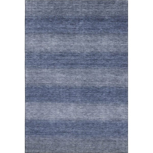 HomeRoots 9' X 12' Blue Striped Area Rug - Washable, UV Protected, Soft, Durable for High-Traffic Spaces 699549