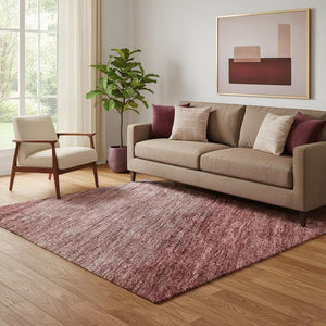 HomeRoots 5' X 8' Stylish Rust and Coral Striped Washable Area Rug with UV Protection for High-Traffic Spaces 699552