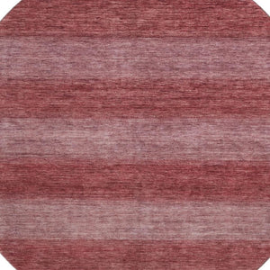 HomeRoots 8' Washable Round Rug in Rust and Coral Stripes - Durable, Stain Resistant with UV Protection! 699553