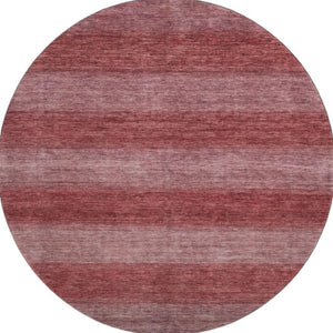 HomeRoots 8' Washable Round Rug in Rust and Coral Stripes - Durable, Stain Resistant with UV Protection! 699553