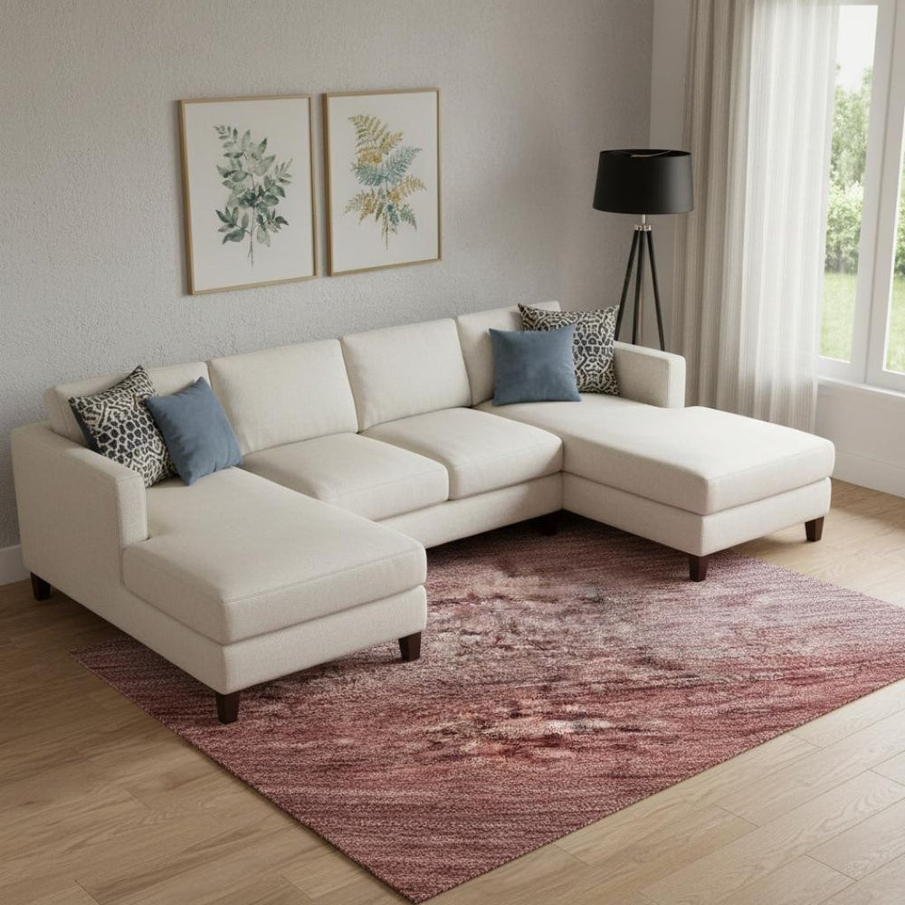 HomeRoots 9' X 12' Washable Rust & Coral Striped Area Rug with UV Protection – Durable, Stylish & Easy Care! 699555