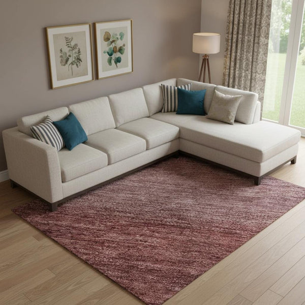 HomeRoots 10' X 14' Washable Area Rug in Rust & Coral Stripes - UV Protected, Durable, Stain-Resistant Design 699556