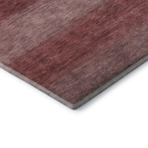 HomeRoots 10' X 14' Washable Area Rug in Rust & Coral Stripes - UV Protected, Durable, Stain-Resistant Design 699556