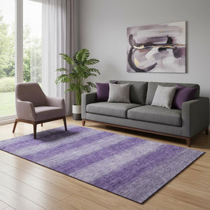 HomeRoots 5' X 8' Purple & Lavender Striped Area Rug - Washable, UV Protected, Stylish & Durable Design 699558