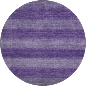 HomeRoots 8' Vibrant Purple and Lavender Striped Washable Round Rug with UV Protection for Indoor/Outdoor Use 699559