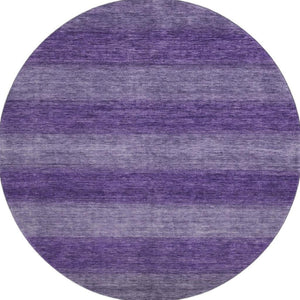HomeRoots 8' Vibrant Purple and Lavender Striped Washable Round Rug with UV Protection for Indoor/Outdoor Use 699559