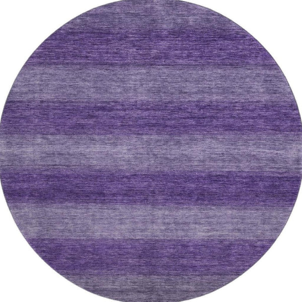 HomeRoots 8' Vibrant Purple and Lavender Striped Washable Round Rug with UV Protection for Indoor/Outdoor Use 699559