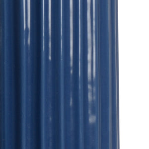 Chelsea House Samuel Fluted Ceramic Lamp With Blue Glaze, Crystal Base & Gold Accents, Off-White Linen Shade — 30.5" 69956