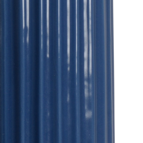 Chelsea House Samuel Fluted Ceramic Lamp With Blue Glaze, Crystal Base & Gold Accents, Off-White Linen Shade — 30.5" 69956