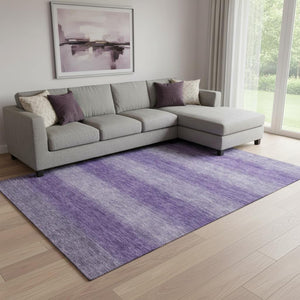 HomeRoots 8' X 10' Purple and Lavender Striped Washable Area Rug - Durable, Stain-Resistant, UV Protected! 699560