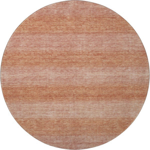 HomeRoots 8' Terra Cotta & Peach Striped Washable Round Rug - UV Protected, Durable & Stain Resistant Design! 699565