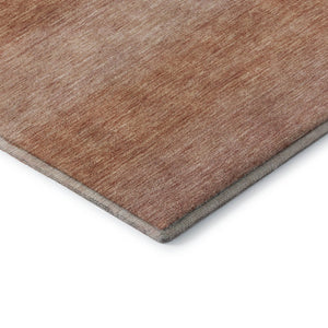 HomeRoots 9' X 12' Terra Cotta & Peach Striped Washable Area Rug with UV Protection for Family Spaces 699567