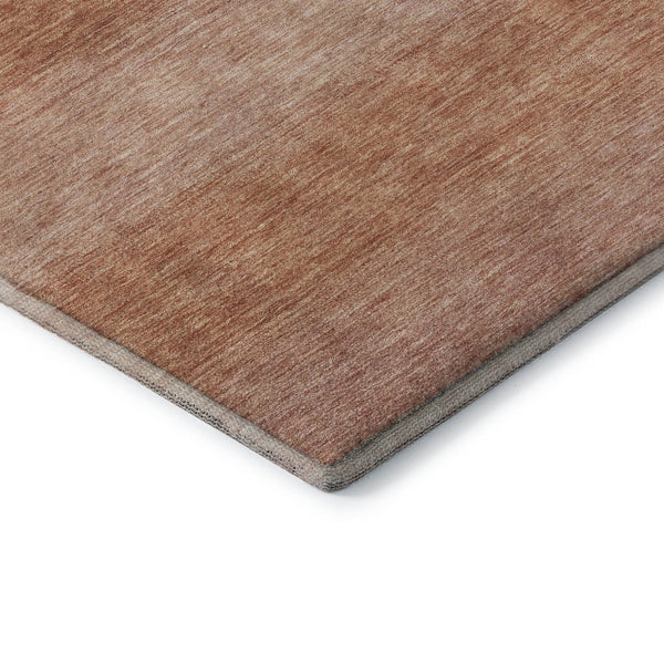 HomeRoots 9' X 12' Terra Cotta & Peach Striped Washable Area Rug with UV Protection for Family Spaces 699567
