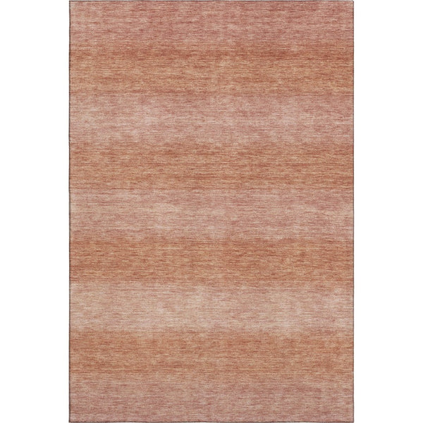 HomeRoots 10' Stylish Terra Cotta & Peach Striped Washable Area Rug with UV Protection for Any Space 699568