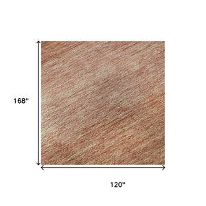 HomeRoots 10' Stylish Terra Cotta & Peach Striped Washable Area Rug with UV Protection for Any Space 699568