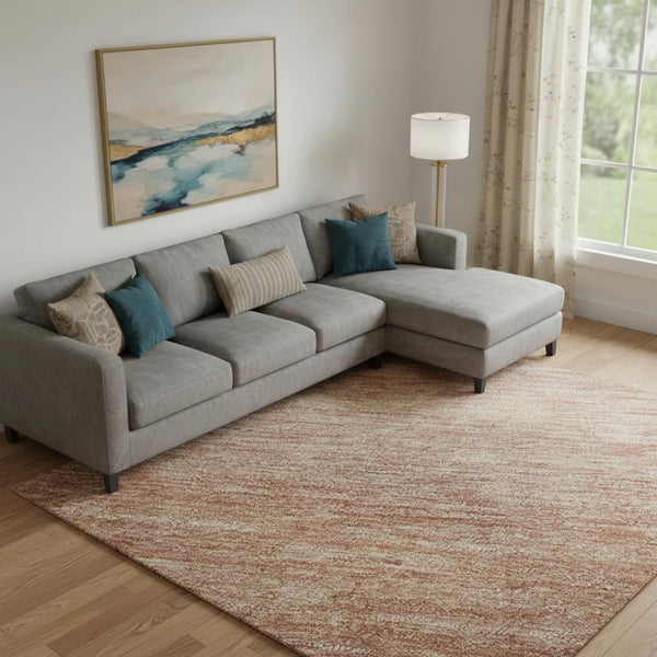 HomeRoots 10' Stylish Terra Cotta & Peach Striped Washable Area Rug with UV Protection for Any Space 699568