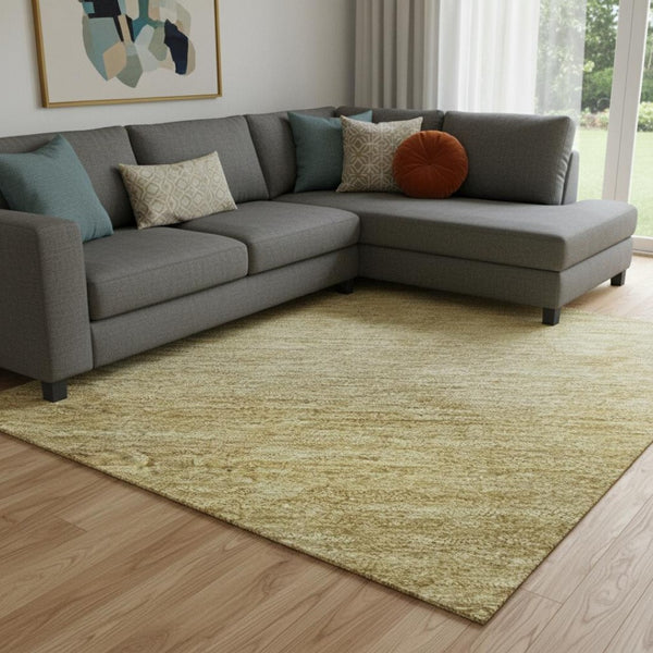 HomeRoots 8' X 10' Wheat And Gold Striped Area Rug - Washable, UV Protected, Durable, Stain Resistant Design 699572