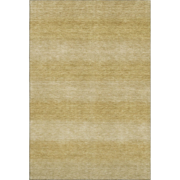 HomeRoots 9' X 12' Wheat and Gold Striped Washable Area Rug with UV Protection for Family-Friendly Spaces 699573