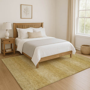 HomeRoots 9' X 12' Wheat and Gold Striped Washable Area Rug with UV Protection for Family-Friendly Spaces 699573