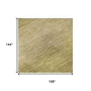 HomeRoots 9' X 12' Wheat and Gold Striped Washable Area Rug with UV Protection for Family-Friendly Spaces 699573