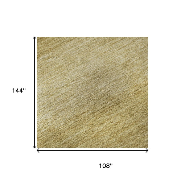 HomeRoots 9' X 12' Wheat and Gold Striped Washable Area Rug with UV Protection for Family-Friendly Spaces 699573
