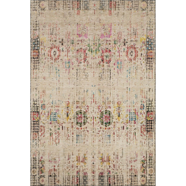 HomeRoots 5' X 8' Beige Red and Pink Oriental Area Rug - Washable, UV Protected, Durable & Elegant Design 699576