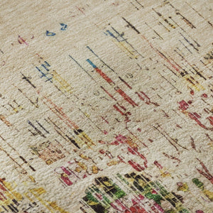 HomeRoots 8' Washable Beige Red Pink Oriental Round Rug with UV Protection for High-Traffic Spaces & Style 699577