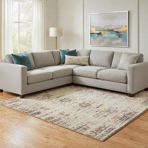 HomeRoots 8' X 10' Beige Red Pink Oriental Washable Area Rug with UV Protection - Elegant, Durable, and Easy Care! 699578