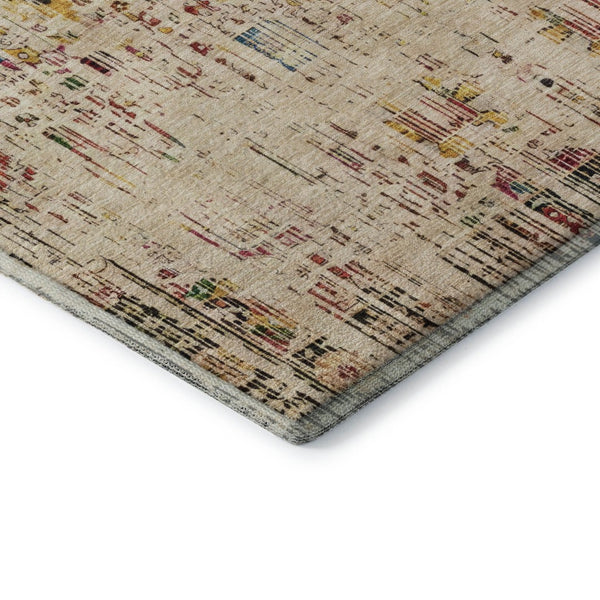 HomeRoots 9' X 12' Elegant Beige Red Pink Oriental Washable Area Rug with UV Protection for High-Traffic Spaces 699579