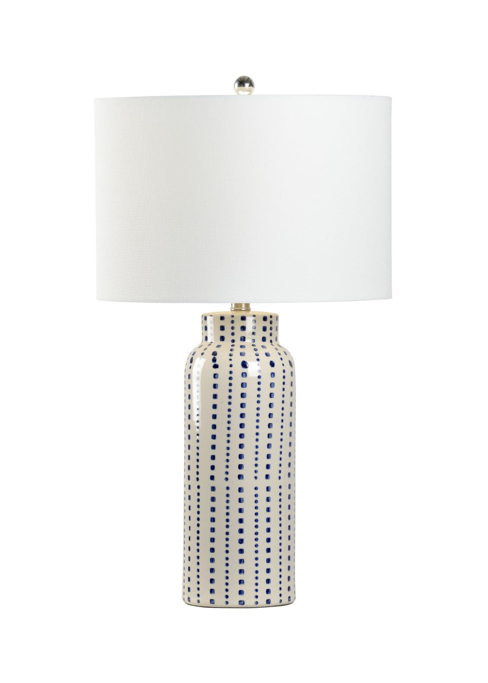Chelsea House Milton Hand-Painted Blue & White Glazed Ceramic Table Lamp — 27" Slim Coastal Cottage Accent Light 69958