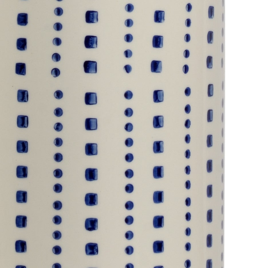 Chelsea House Milton Hand-Painted Blue & White Glazed Ceramic Table Lamp — 27" Slim Coastal Cottage Accent Light 69958