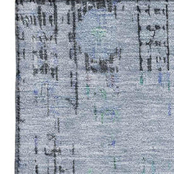 HomeRoots 5' X 8' Stylish Blue Green Charcoal Washable Area Rug with UV Protection for Active Homes 699582