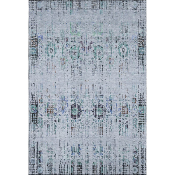 HomeRoots 10' Blue-Green and Charcoal Oriental Washable Area Rug with UV Protection for High-Traffic Spaces 699586