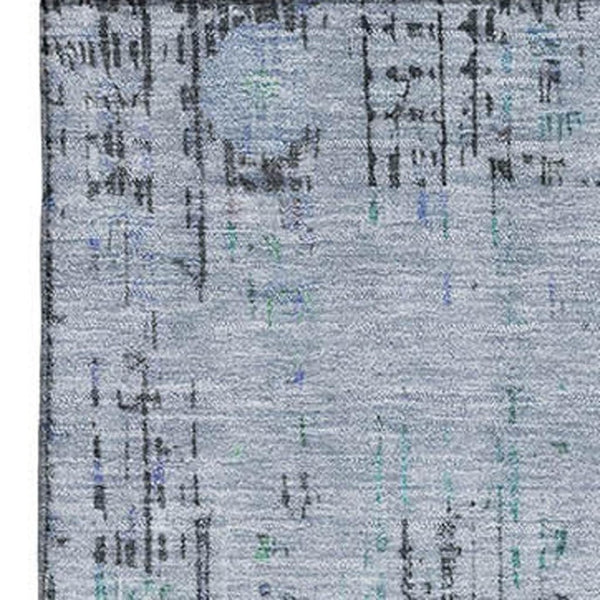 HomeRoots 10' Blue-Green and Charcoal Oriental Washable Area Rug with UV Protection for High-Traffic Spaces 699586