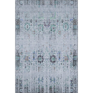 HomeRoots 10' Blue-Green and Charcoal Oriental Washable Area Rug with UV Protection for High-Traffic Spaces 699586