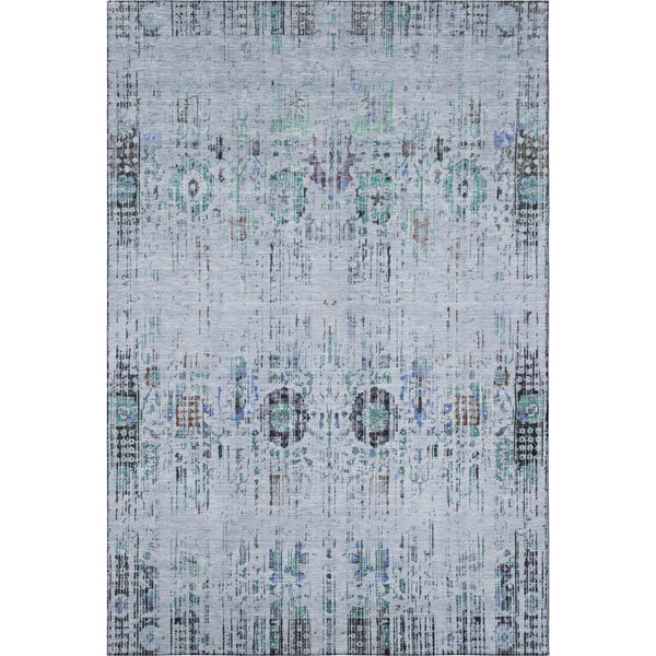 HomeRoots 10' Blue-Green and Charcoal Oriental Washable Area Rug with UV Protection for High-Traffic Spaces 699586