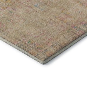 HomeRoots 9' X 12' Washable Tan Area Rug with Blue & Green Accents - UV Protected, Stain Resistant, Non-Slip 699591
