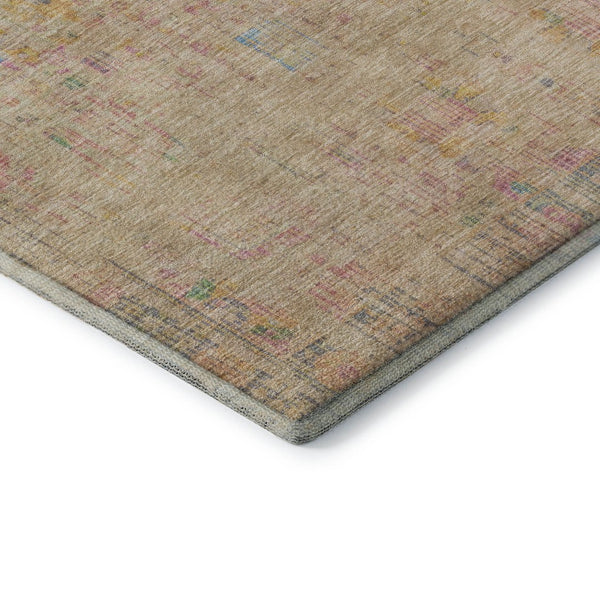 HomeRoots 9' X 12' Washable Tan Area Rug with Blue & Green Accents - UV Protected, Stain Resistant, Non-Slip 699591