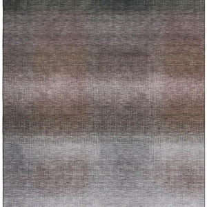 HomeRoots 5' X 8' Stylish Brown Copper & Gray Striped Washable Area Rug with UV Protection for Any Room 699594