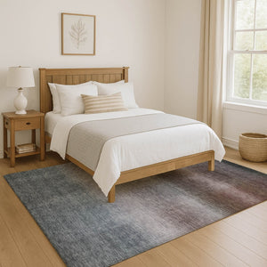 HomeRoots 9' X 12' Striped Washable Area Rug in Brown, Copper & Gray - UV Protected, Durable & Stylish! 699597