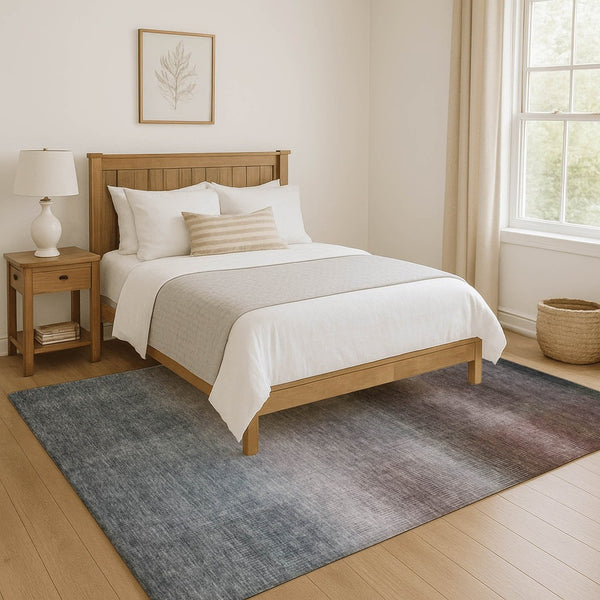 HomeRoots 9' X 12' Striped Washable Area Rug in Brown, Copper & Gray - UV Protected, Durable & Stylish! 699597