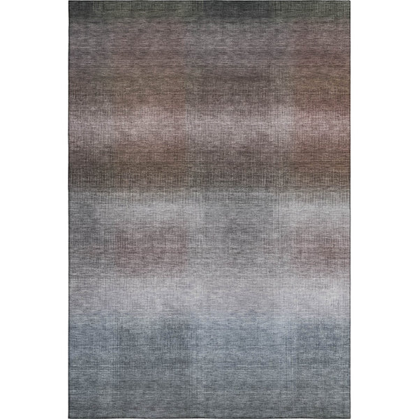 HomeRoots 10' X 14' Stylish Brown Copper & Gray Striped Washable Area Rug with UV Protection for Homes 699598