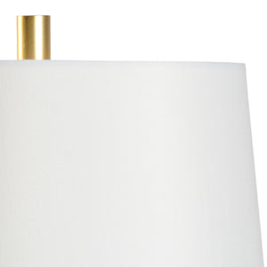 Chelsea House Round White Crosby Lamp — Marble Column Table Lamp With Antique Brass Base, Slim 27" Ambient Light 69960