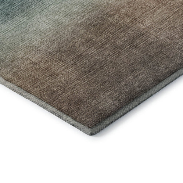 HomeRoots 8' Stylish Washable Round Rug in Blue, Copper & Gray Stripes - UV Protected, Non-Slip & Durable Design 699601