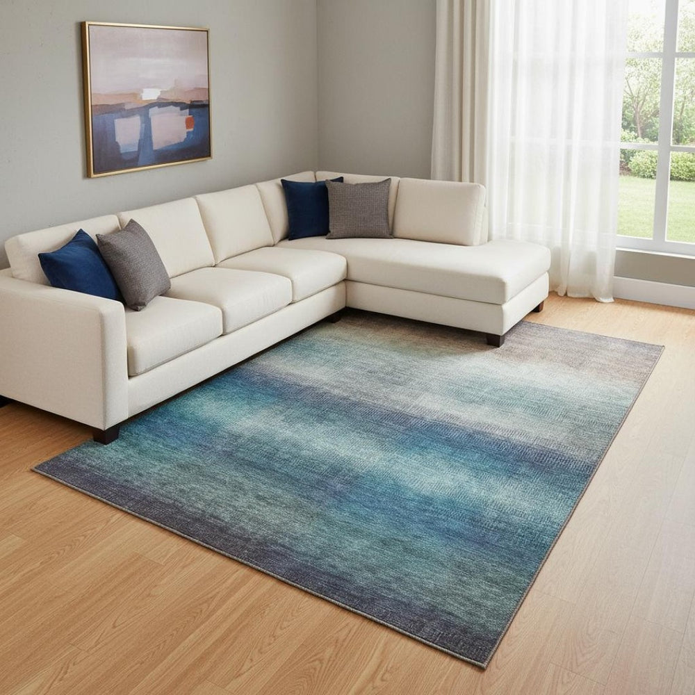 HomeRoots 8' X 10' Striped Washable Area Rug with UV Protection - Soft, Durable Design for Family-Friendly Spaces 699602