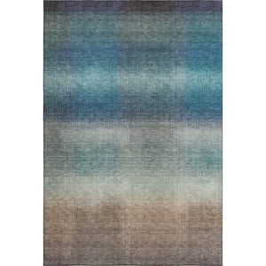 HomeRoots 9' X 12' Washable Blue Copper & Gray Striped Area Rug - Durable, UV-Protected & Stylish for Homes 699603