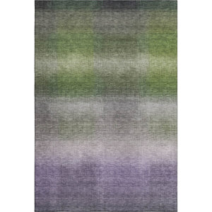 HomeRoots 5' X 8' Striped Washable Area Rug in Olive Green, Purple & Gray - UV Protected for Durability & Style 699606