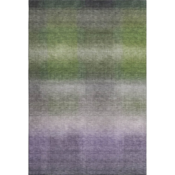 HomeRoots 5' X 8' Striped Washable Area Rug in Olive Green, Purple & Gray - UV Protected for Durability & Style 699606