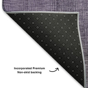 HomeRoots 5' X 8' Striped Washable Area Rug in Olive Green, Purple & Gray - UV Protected for Durability & Style 699606
